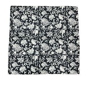 Boutique Black White Floral‎ Whimsical Woven Cotton Square Pillow Cover 18x18